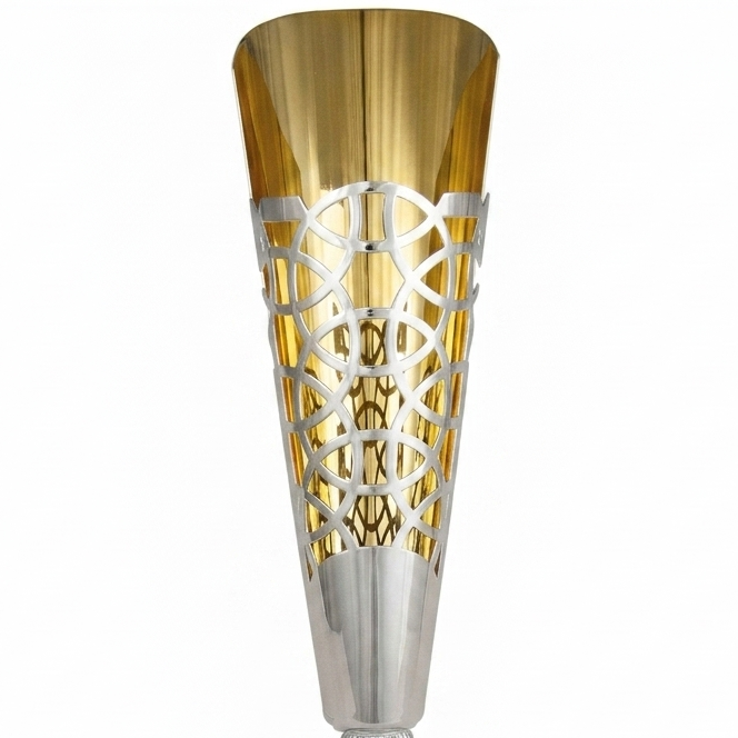 Copa Clásica Bicolor Cáliz Dorado con Celosía Plateada Calada-detalle