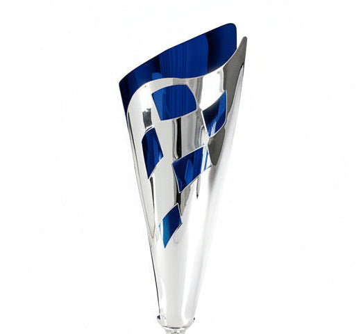 Copa Clásica Bicolor Cáliz Plateado con Rombos Azules-detalles
