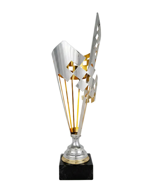 Copa Clásica Bicolor Láminas en Abanico Plateadas-Trofeos Robles