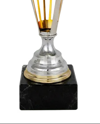 Copa Clásica Bicolor Láminas en Abanico Plateadas-detalle base