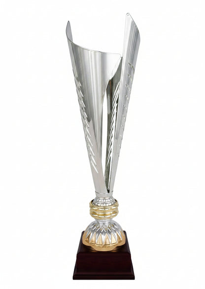 Copa Clásica Plateada Cáliz con Grabado en Espiga-Trofeos Robles