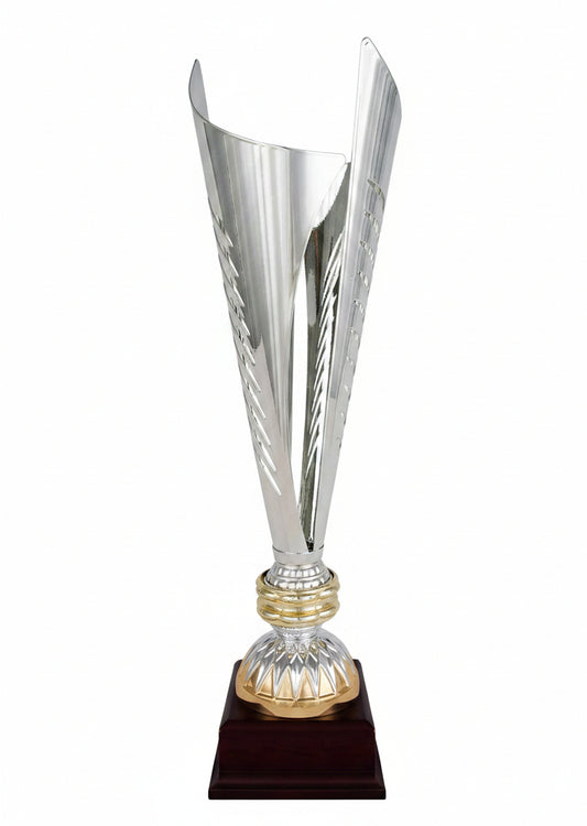 Copa Clásica Plateada Cáliz con Grabado en Espiga-Trofeos Robles