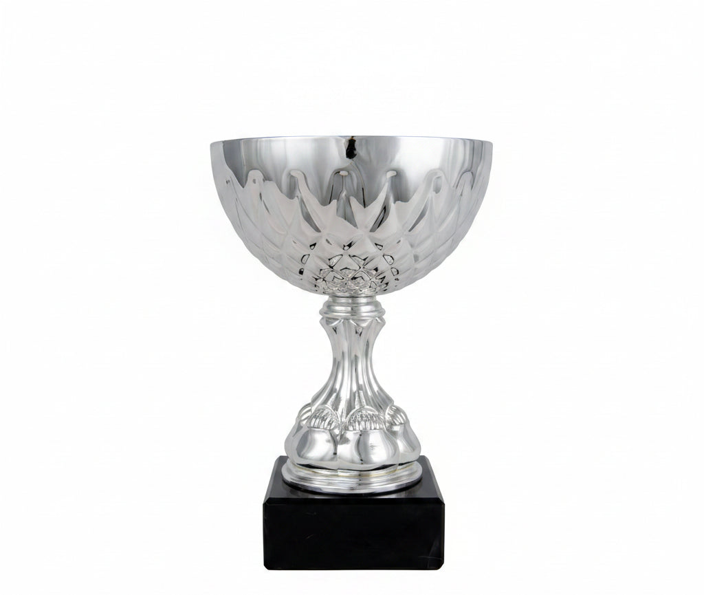 Copa Multiusos Plateada con Base en Estructura de Anillos-Trofeos Robles