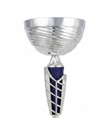 Copa Plateada Cuenco Estrías Tallo Azul Calado-Trofeos Robles