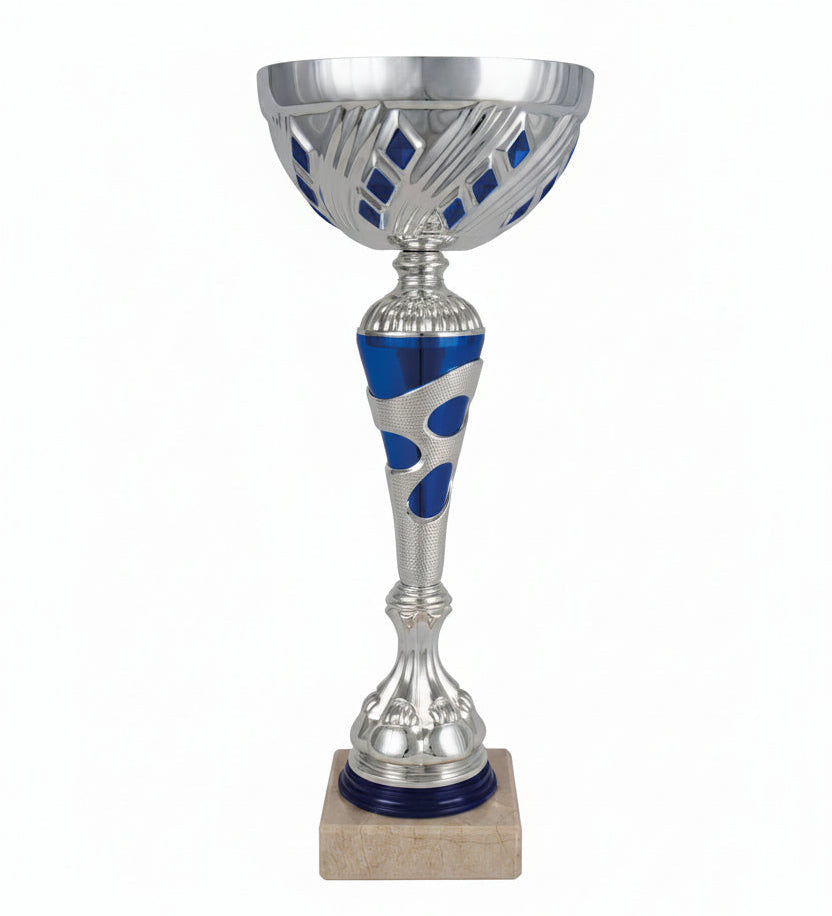 Copa Plateada Cuenco Rombos Azules -Trofeos Robles