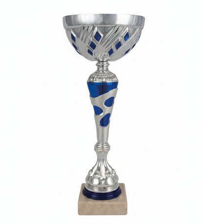 Copa Plateada Cuenco Rombos Azules -Trofeos Robles