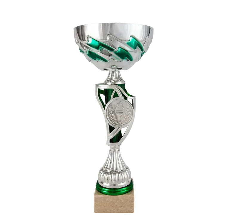 Copa Plateada Cuenco Zigzag Verde-Trofeos Robles