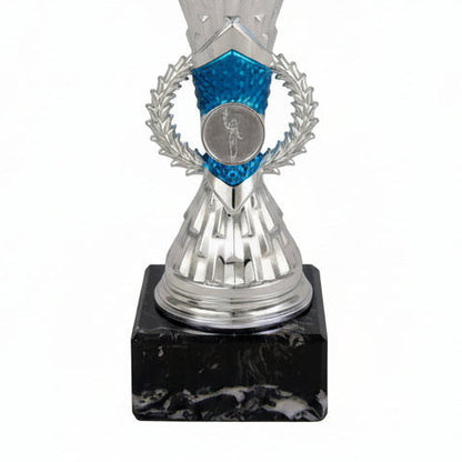 Copa Plateada Cuenco con Flechas Azules-detalle base