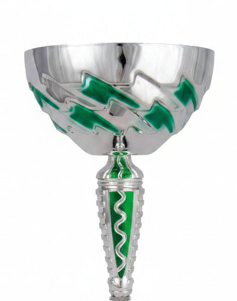 Copa Plateada Cuenco con Flechas Verdes-detalles