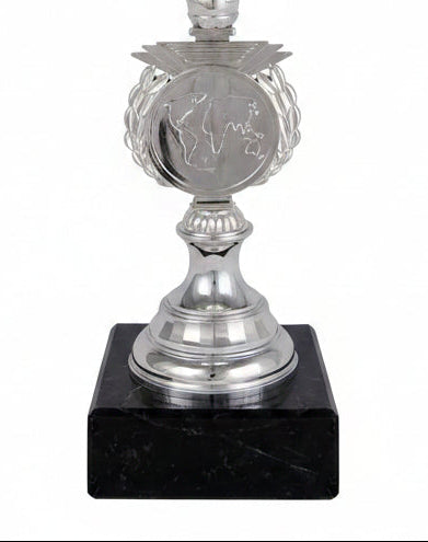 Copa Plateada Cuenco con Flechas Verdes-detalle base