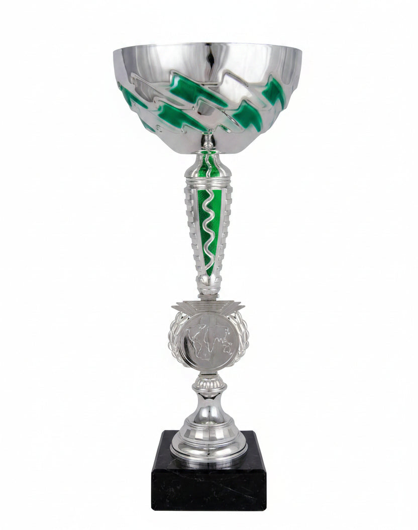 Copa Plateada Cuenco con Flechas Verdes-Trofeos Robles