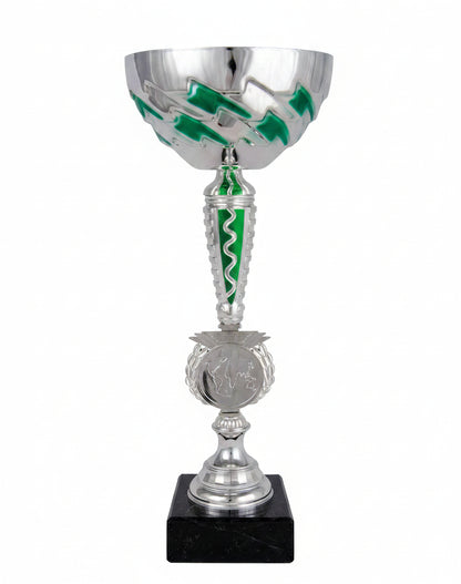 Copa Plateada Cuenco con Flechas Verdes-Trofeos Robles