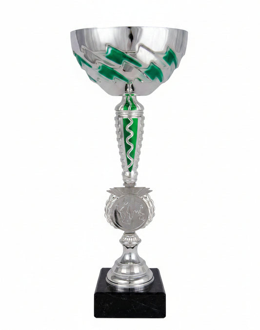 Copa Plateada Cuenco con Flechas Verdes-Trofeos Robles