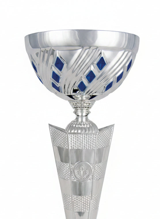 Copa Plateada Cuenco con Rombos Azules-detalle