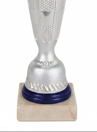 Copa Plateada Cuenco con Rombos Azules-detalle base