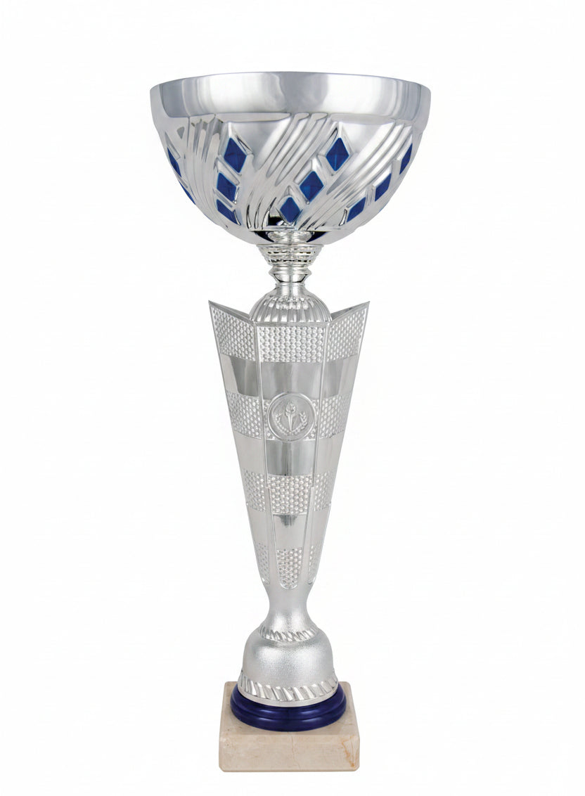 Copa Plateada Cuenco con Rombos Azules-Trofeos Robles