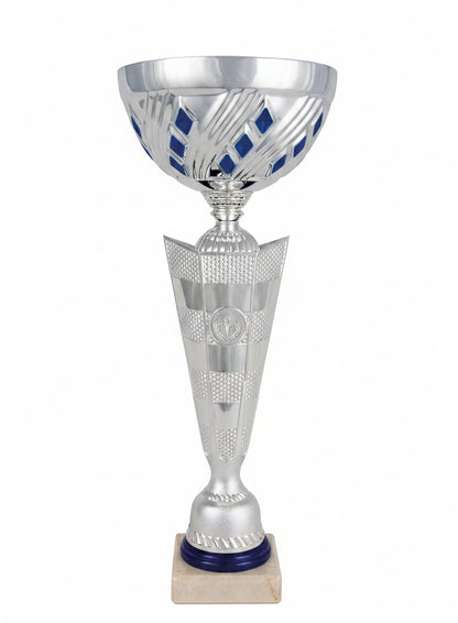 Copa Plateada Cuenco con Rombos Azules-Trofeos Robles