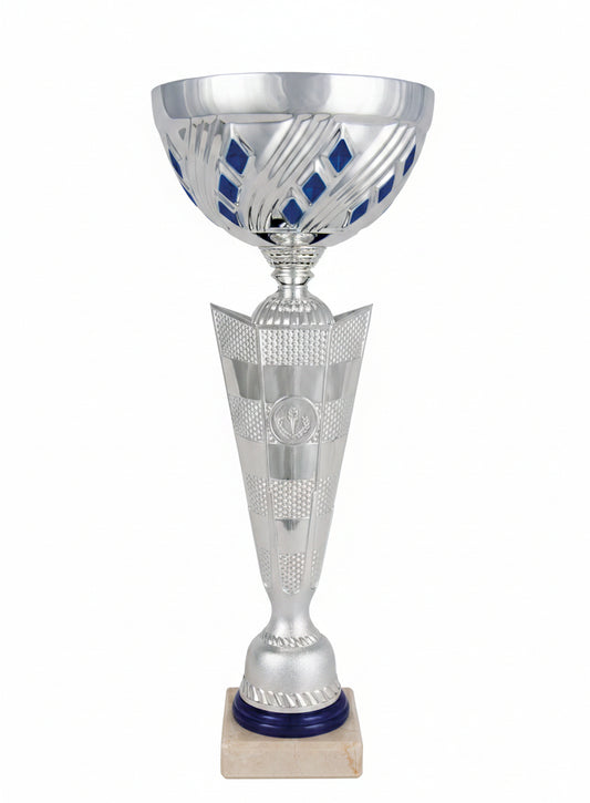 Copa Plateada Cuenco con Rombos Azules-Trofeos Robles