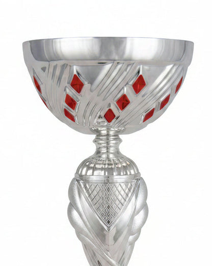 Copa Plateada Cuenco con Rombos Rojos-detalle