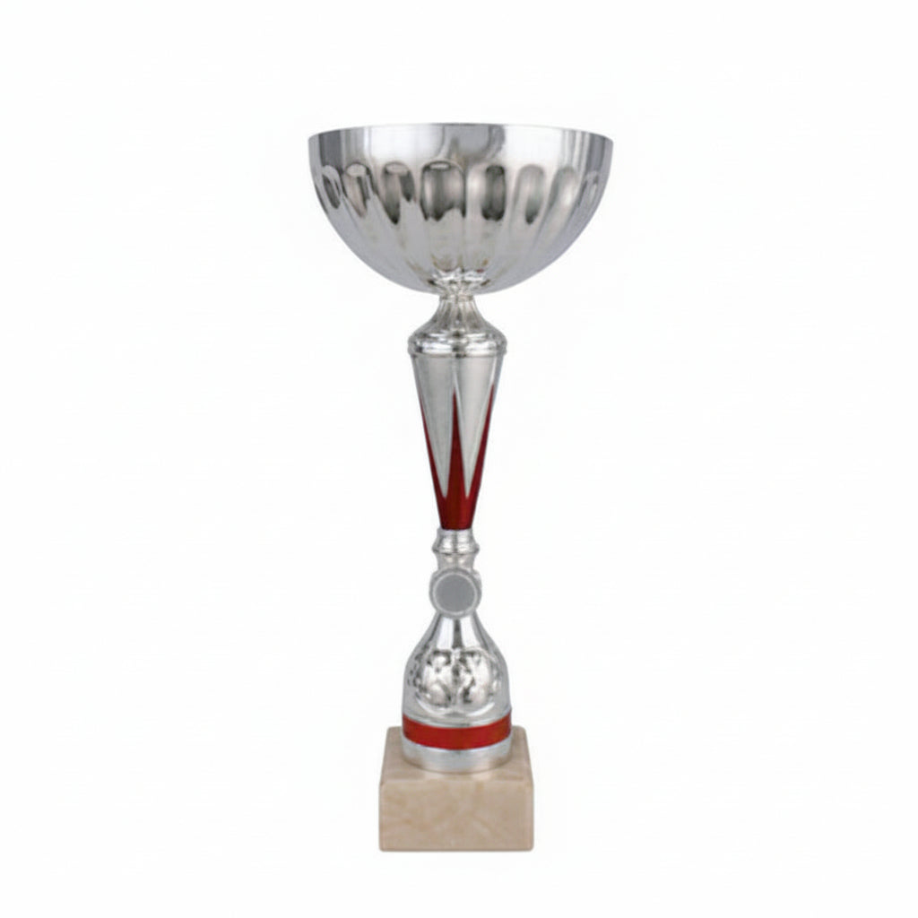 Copa Plateada Tallo Cónico Rojo