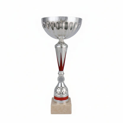 Copa Plateada Tallo Cónico Rojo