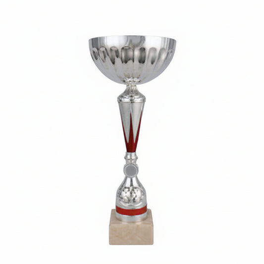 Copa Plateada Tallo Cónico Rojo