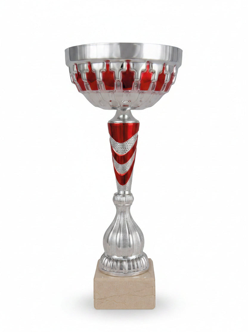 Copa Plateada con Corona Roja Calada-Trofeos Robles