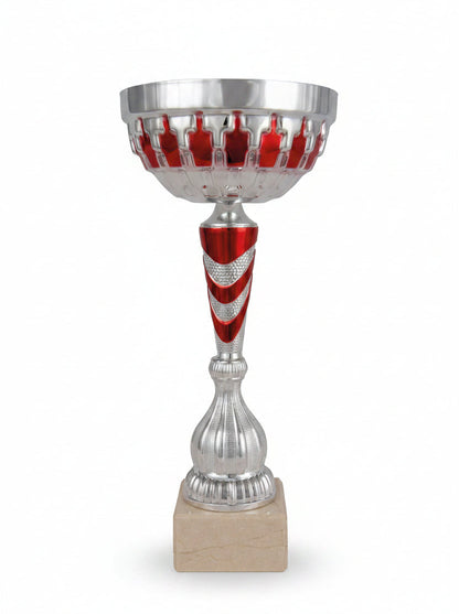 Copa Plateada con Corona Roja Calada-Trofeos Robles