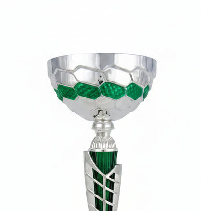 Copa Plateada con Cuenco de Panal Verde y Tallo Calado -detalle