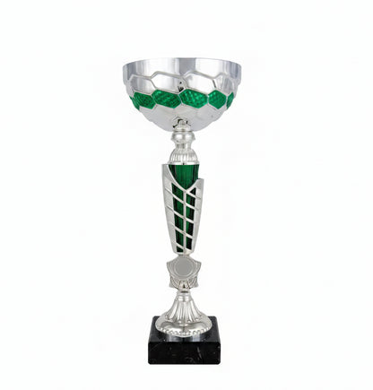 Copa Plateada con Cuenco de Panal Verde y Tallo Calado -Trofeos Robles