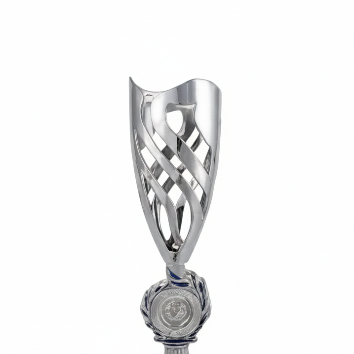 Copa Premium Plata y Azul con Diseño de Estrellas y Ondas-detalle