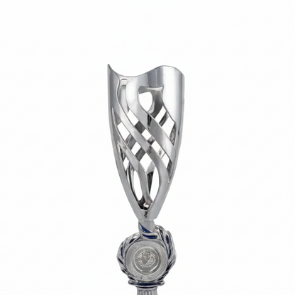 Copa Premium Plata y Azul con Diseño de Estrellas y Ondas-detalle