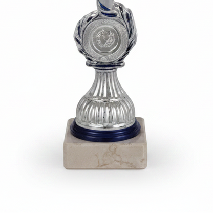 Copa Premium Plata y Azul con Diseño de Estrellas y Ondas-detalle base