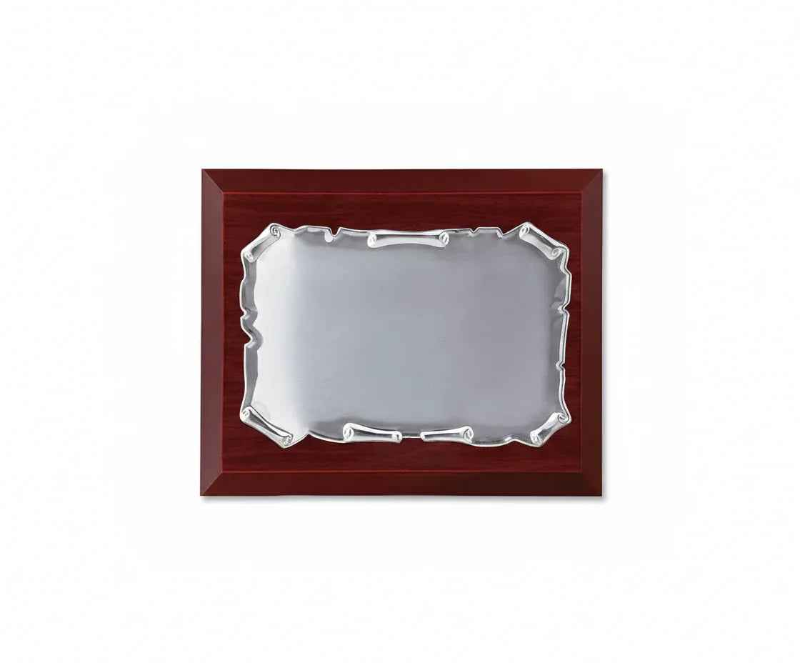 Placa conmemorativa plateada pergamino