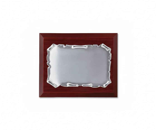 Placa conmemorativa plateada pergamino