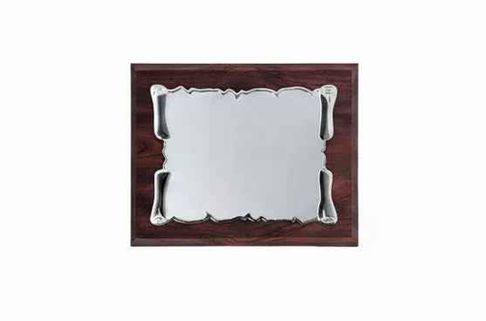 Placa conmemorativa pergamino plateado relieve