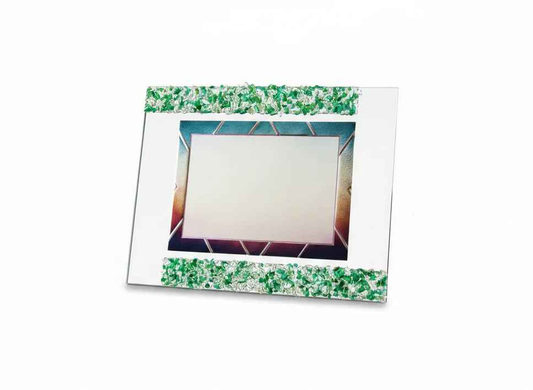 Placa homenaje sobre cristal detalle verde