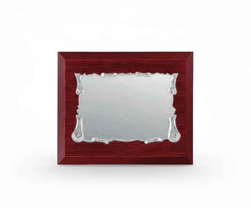 Placa conmemorativa relieve esquinas plateadas