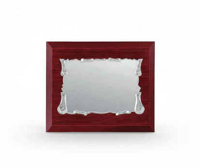 Placa conmemorativa relieve esquinas plateadas