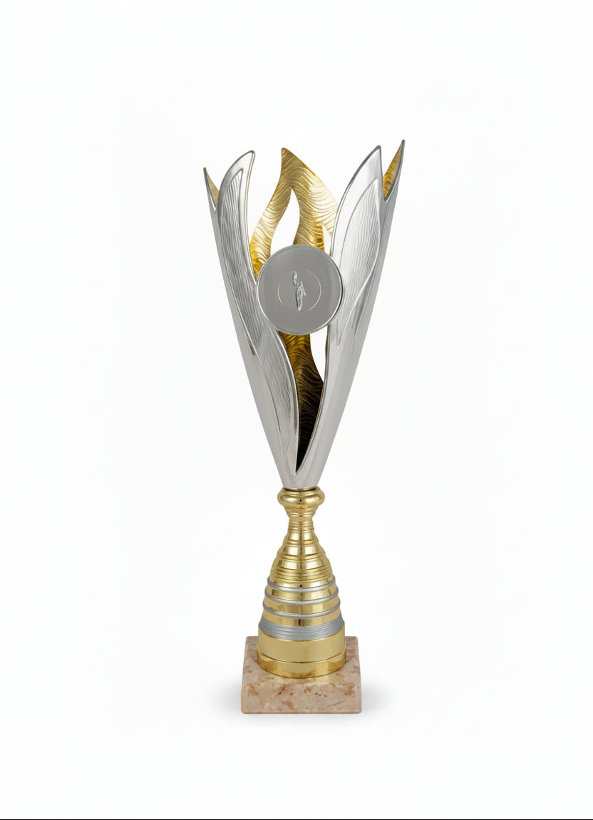 Copa Plateada Pétalos Abanico Interior Dorado 34-38cm | TROFEOS ROBLES ...