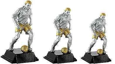 Trofeo Fútbol Jugador con Balón Dorado Plateado Bronce