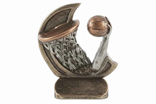 Trofeo de Baloncesto en Resina Negro, Plata y Oro
