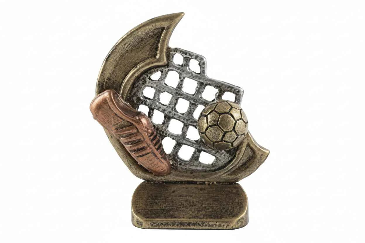 Trofeo de Fútbol en Resina Negro, Plata y Oro