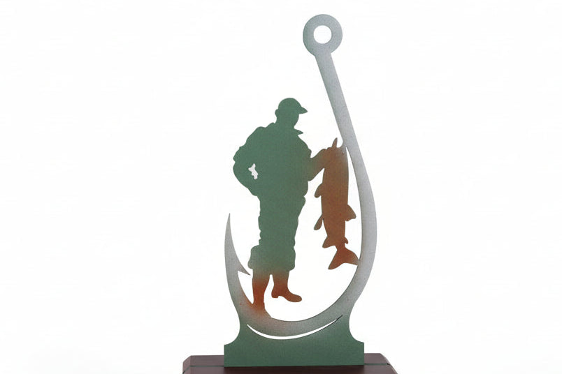 Trofeo Ancla y Pescador Metal-detalle