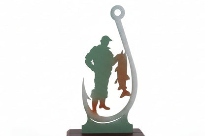 Trofeo Ancla y Pescador Metal-detalle