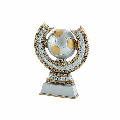 Trofeo Balón de Fútbol Plata y Oro con Soporte Circular-Trofeos Robles