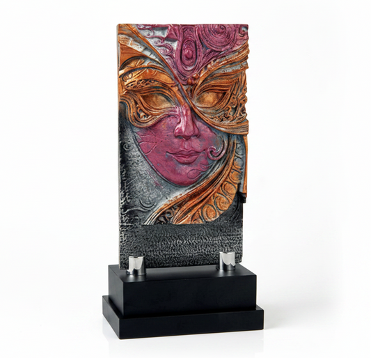 Trofeo Carnaval Máscara Veneciana en Relieve Policromado-Trofeos Robles
