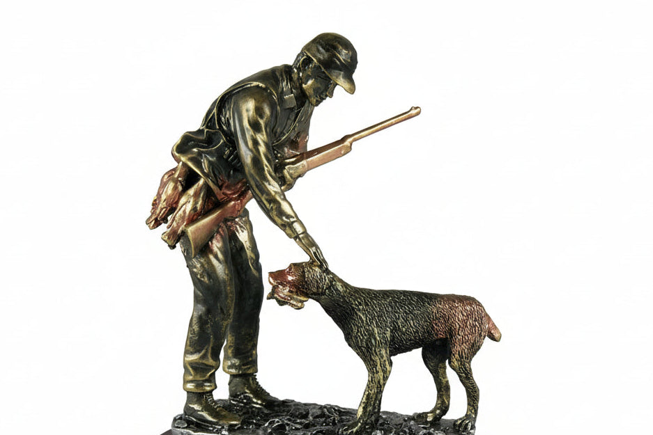Trofeo Caza Cazador con Perro-detalle