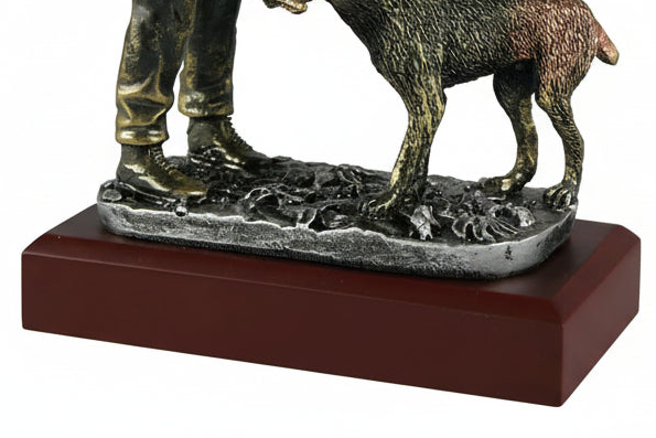 Trofeo Caza Cazador con Perro-detalle base