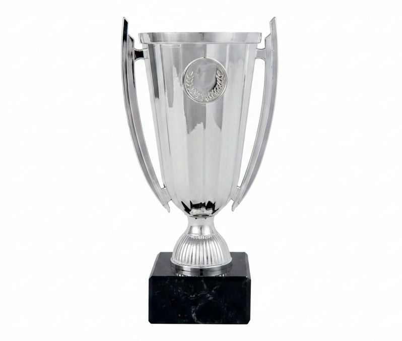 Trofeo Copa Clásica Plateada con Emblema de Laurel-Trofeos Robles